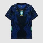 Brazil national football jersey with blue and black zigzag pattern and gold accents on the chest area
