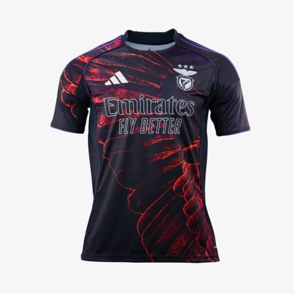 Benfica special edition football jersey with eagle wing design, black and red colors, for 2026 seaso.