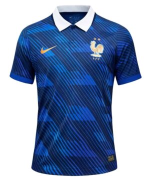 France national team home jersey for 2026 World Cup, featuring blue design with white collar and tea.