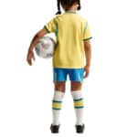 Youth Brazil World Cup 2026 home soccer kit with jersey, shorts, and socks.