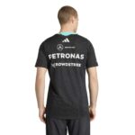 Rear view of a person wearing a black Petronas sports jersey with AMG and CrowdStrike logos visible on the back
