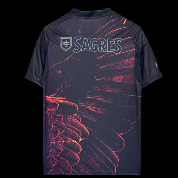 Benfica Special Edition football jersey with eagle wing design in black and red, featuring the Sagre.