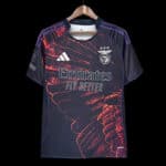 Benfica football jersey with eagle wing design, black and red colors, for 2026 season.