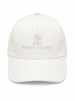 White premium classic baseball cap with embroidered logo.