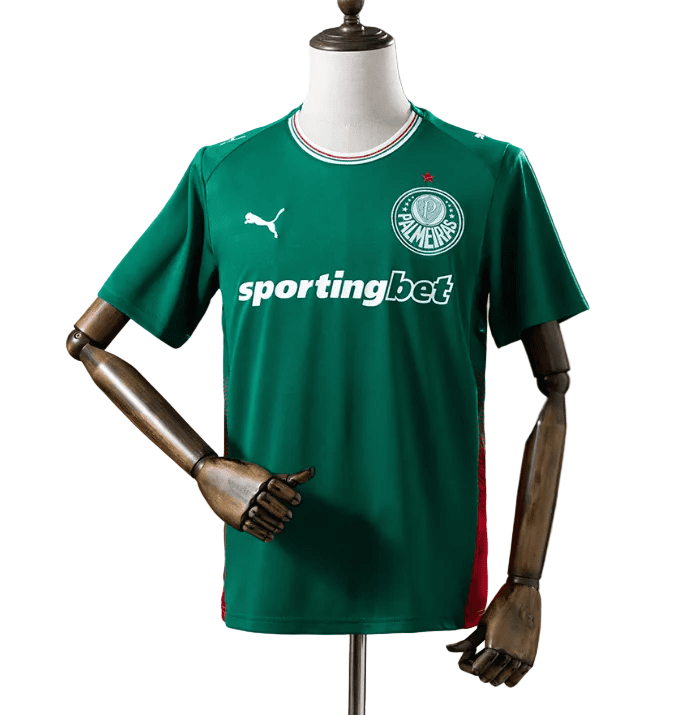 11_c4e46c72-9e4d-4341-814b-36f398b1f4d7 | UAE SPORT STORE Palmeiras green football jersey on a mannequin with Puma logo and sportingbet sponsor heart crest on chest area