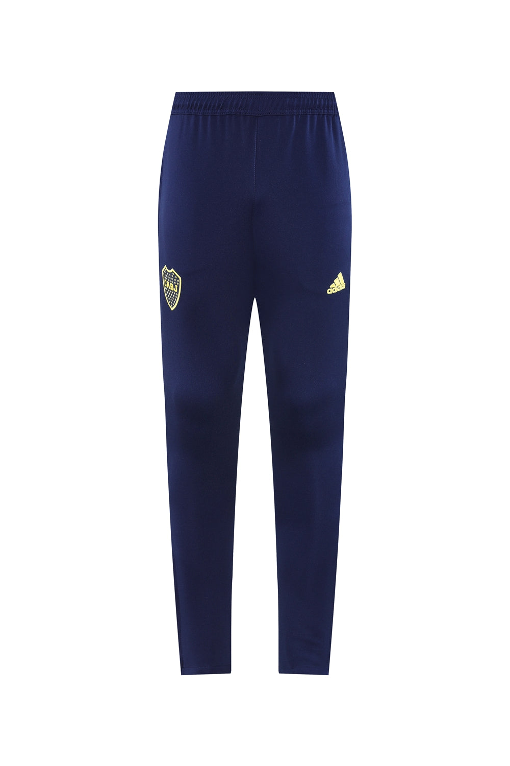 11ab628b | UAE SPORT STORE Navy blue athletic track pants with a yellow club crest on the left thigh and a yellow Adidas logo on the right thigh.