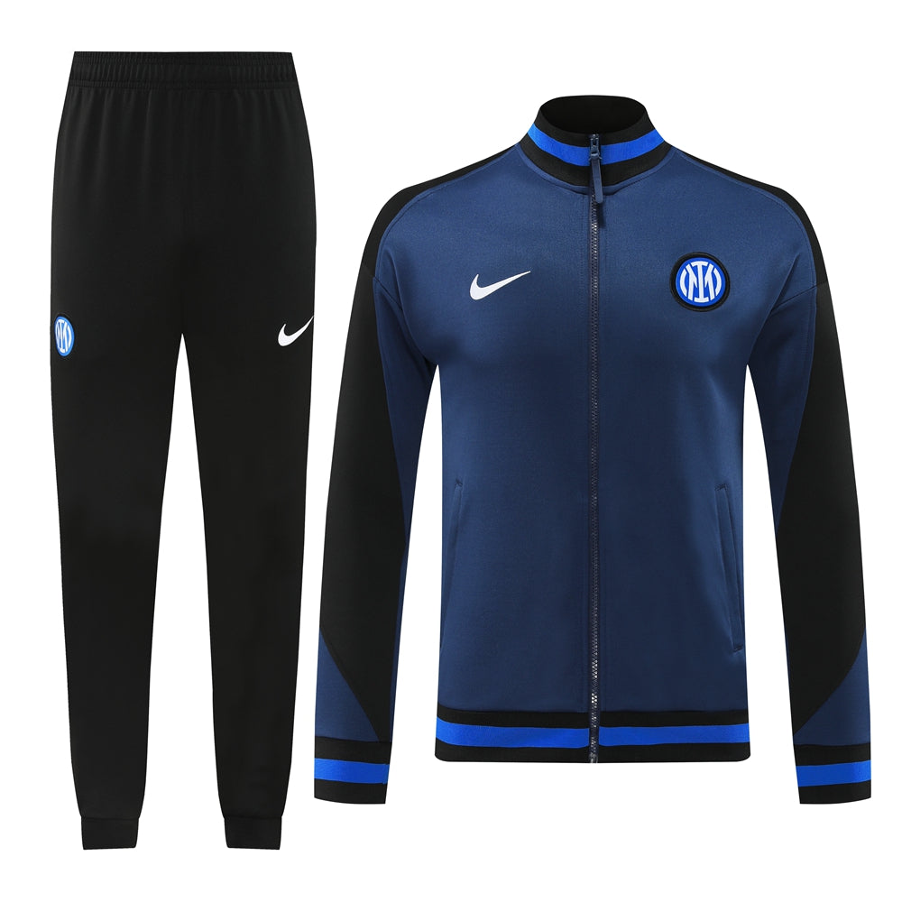 18d31d10 | UAE SPORT STORE Inter Milan blue and black track jacket with full zipper and matching black jogger pants, showing Inter crest and white Nike swoosh.