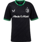 196694_1_1 | UAE SPORT STORE Black soccer jersey with green trim, featuring a club crest, Castore logo, and the MediaMarkt sponsor text on the chest.