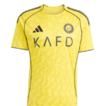 Yellow Adidas football jersey with black piping and KAFD sponsor logo across the chest, featuring a club crest on the left.