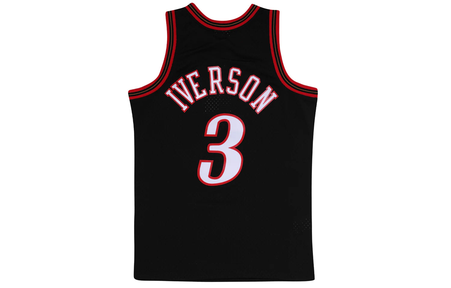 1_1920x_901e3a50-2df2-415a-a49d-84125c0441a2 | UAE SPORT STORE Black sleeveless basketball jersey with red trim; back reads IVERSON and features a large white 3 outlined in red distance.