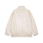 1b35ce7b-90bb-48be-9e49-ae308dfba43f | UAE SPORT STORE Beige windbreaker jacket viewed from the back, with elastic hem and cuffs, simple collar, loose fit.