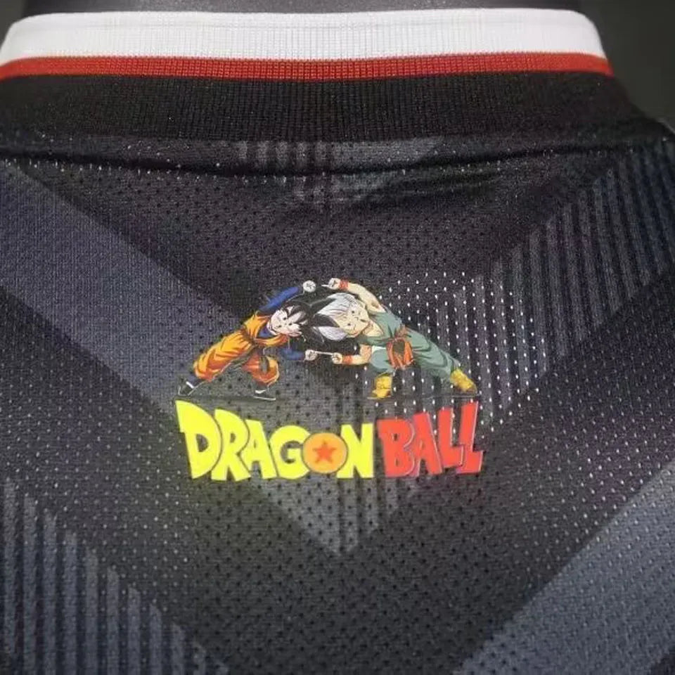 1d20f0da05cfdcf7 | UAE SPORT STORE Black athletic jersey back with Dragon Ball logo featuring Goku and a character mid-action; colorful text reads 'DRAGON BALL'