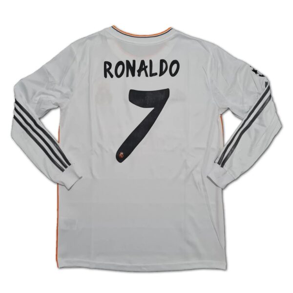 White soccer jersey showing the back with the name 'RONALDO' and large number 7.