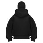 210WaL7A4PL | UAE SPORT STORE Back view of a black hoodie with the hood up and oversized sleeves.