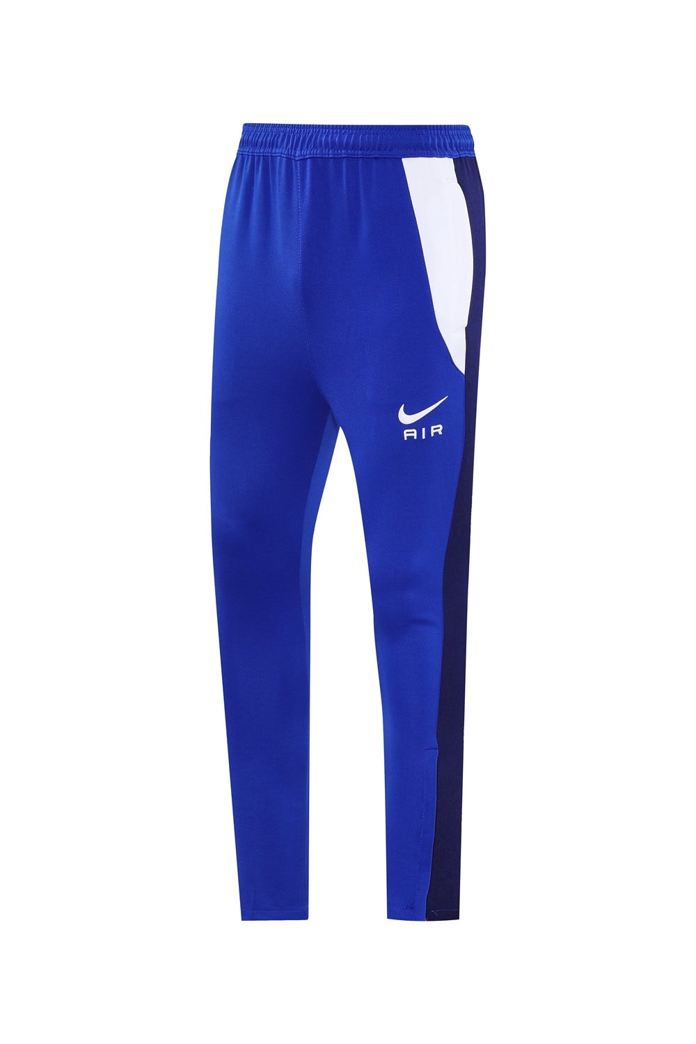 230831bc | UAE SPORT STORE Blue Nike athletic track pants with a white side panel and Nike Air logo on the left thigh.