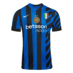 Inter Milan football jersey with blue and black vertical stripes, Nike swoosh, crest, and 'betsson' sponsor across chest.
