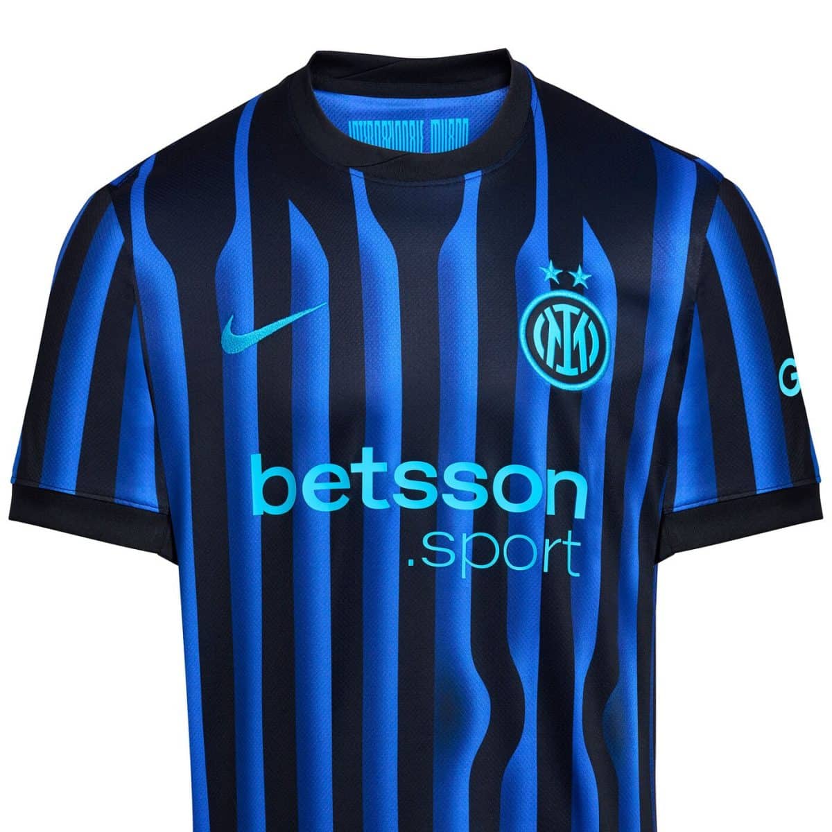 Inter Milan blue and black striped soccer jersey with Betsson sponsor logo on front