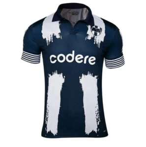 2864caa5-6072-4bce-b308-237a9b0c0195 | UAE SPORT STORE Navy blue rugby-style jersey with white brushstroke patterns and the sponsor 'codere' across the chest.