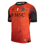 Orange soccer jersey with black collar, MSC sponsor logo, and team crest on the chest.