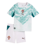 Portugal national team kids' soccer jersey and shorts set with teal chevron pattern and crest