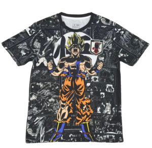 333D1B04-2290-4F0D-A869-1A164D4918FB | UAE SPORT STORE T‑shirt featuring Dragon Ball Z character Goku in Super Saiyan form against a black-and-white manga panel background on a dark tee