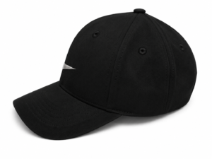 3A46E574-BAC5-466E-9440-113672E046C7 | UAE SPORT STORE Black six-panel baseball cap with a curved brim and a small silver triangular emblem on the side.