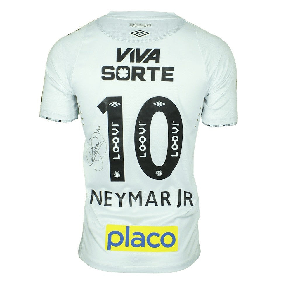 3LkXjrueXcDTUox | UAE SPORT STORE White football jersey back: Neymar Jr 10, Viva Sorte logo, autograph, with Placo sponsor at bottom.