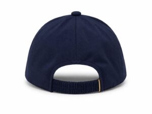 441e0ef6-1799-4b8c-8cbe-91b97e36bf54 | UAE SPORT STORE Back view of a navy blue baseball cap with an adjustable strap and small gold buckle showing at the rear area.