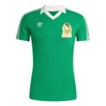 4865810D-1E33-47A3-A1D3-3E125AC456A8 | UAE SPORT STORE Green Mexico national team soccer jersey with white collar, Adidas logo on the left chest, and gold crest on the right chest.