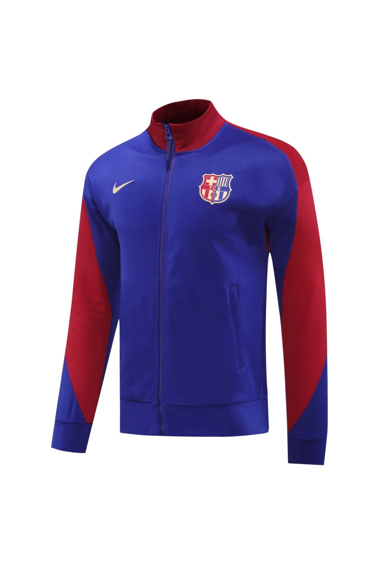 FC Barcelona blue and red zip-up track jacket with crest on chest and Nike swoosh