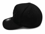 Black vintage script street cap for casual sportswear.