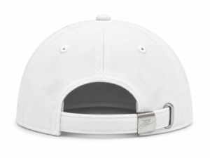 4CA38484-4996-4991-A546-21614AD80A6F | UAE SPORT STORE White Nike cap as seen from the back, showing an adjustable strap with a metal buckle and D-ring closure.