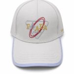Lavender Prada logo cap with space-themed design.