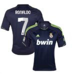 Navy Real Madrid football jersey front with bwin logo and club crest; back shows Ronaldo and the number 7.