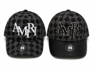 Black Monogram Cap with "AMIRI" logo and floral pattern.
