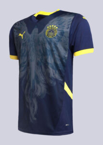 5XyCvzgxMlwZnnH | UAE SPORT STORE Dark blue football jersey with yellow trim and crest on the chest (Fenerbahçe) plus Puma logo.