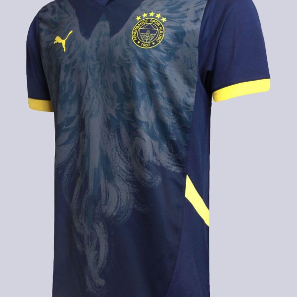 Dark blue football jersey with yellow trim and crest on the chest (Fenerbahçe) plus Puma logo.