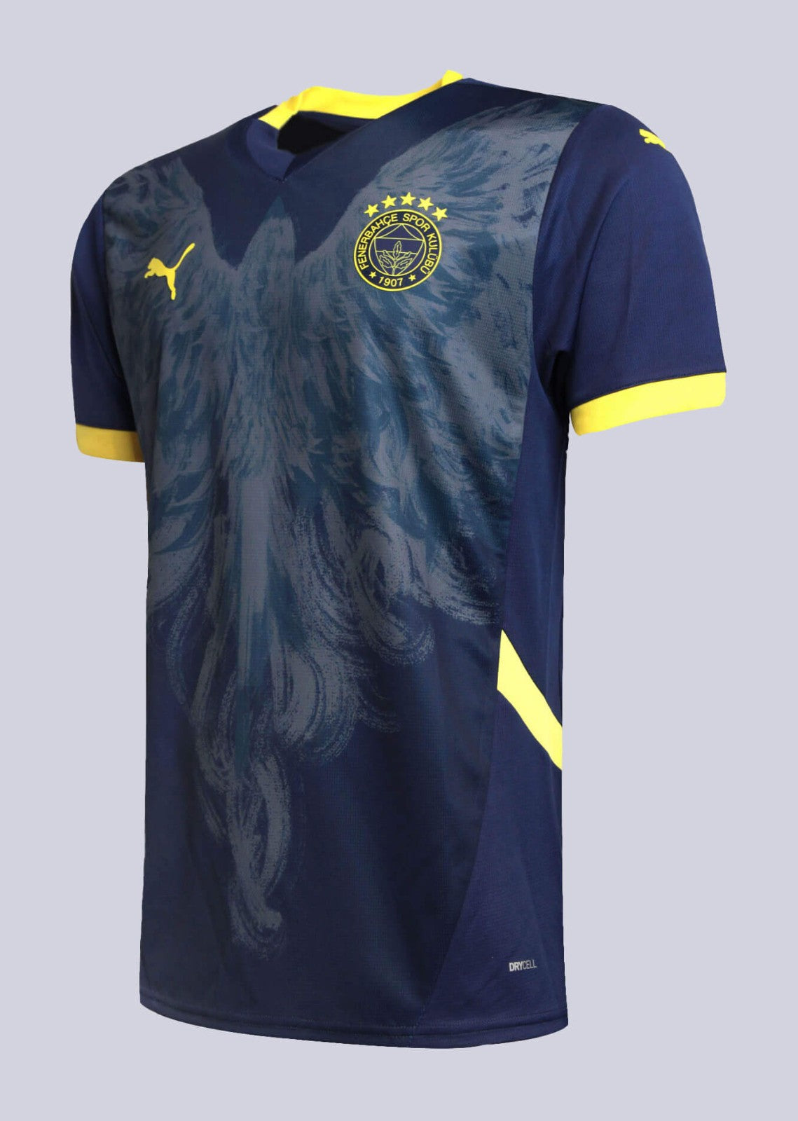 5XyCvzgxMlwZnnH | UAE SPORT STORE Dark blue football jersey with yellow trim and crest on the chest (Fenerbahçe) plus Puma logo.