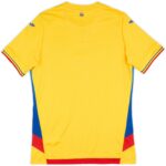 5a92e25b-a3e2-4408-8d64-011e1dd15bb9 | UAE SPORT STORE Back view of a bright yellow short-sleeve sports jersey with blue side panels and red trim at the hem.