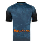 5y | UAE SPORT STORE Back view of blue patterned sports jersey with orange 'SORGESANA' sponsor text across lower back and orange team name near collar.