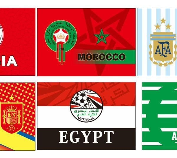 Tunisia Football Federation banner with red background and white Tunisia emblem in the center ( federation logo)