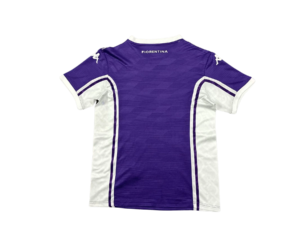 Back view of a purple Fiorentina football jersey with white trim and 'FIORENTINA' text at the neck area.