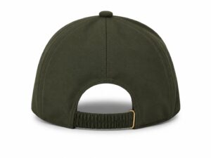 66e71196-0d1f-4006-9a5a-ab751c99eafd | UAE SPORT STORE Back view of an olive-green baseball cap with an elastic strap and small brass buckle