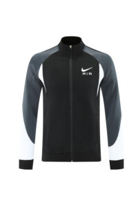 Black Nike Air track jacket with gray sleeves and a full-zip front, centered white logo on chest