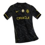 692644cc8bfac | UAE SPORT STORE Black Chelsea FC football jersey with yellow Oracle logo across chest, club crest and Nike swoosh visible (informational)
