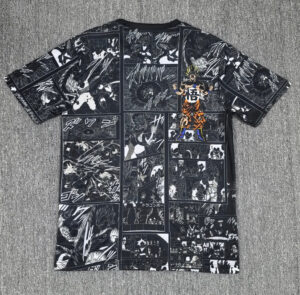 6AFE3E7C-C90E-46CA-9FF5-4D36FB8FB33C | UAE SPORT STORE T-shirt with black-and-white Dragon Ball manga panels and a colored Goku graphic on the chest area, anime-inspired design.