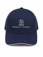 Classic navy blue baseball cap with embroidered logo and branding.