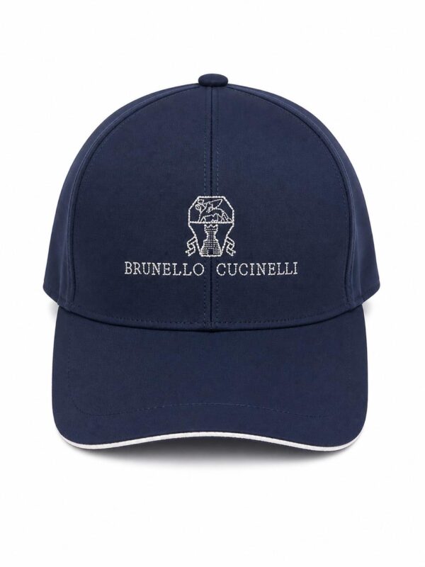 Classic navy blue baseball cap with embroidered logo and branding.