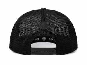6ae47ea3-1500-4202-8aae-46fef5144457 | UAE SPORT STORE Rear view of a black mesh snapback cap with an adjustable strap and Versace emblem on the band.