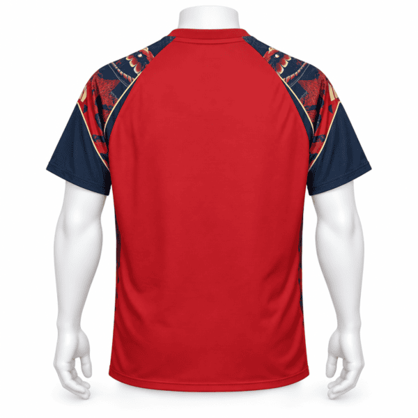 Red Manchester United Snake Special Edition jersey with blue and gold accents.